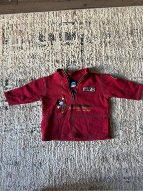 Disney Red Half-Zip Kids Sweatshirt with Character Patch